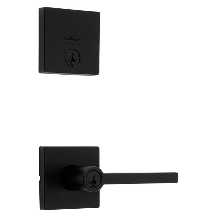 Kwikset 991 Halifax Keyed Entry Lever and Single Cylinder Deadbolt Combo Pack Featuring SmartKey and Microban in Matte Black