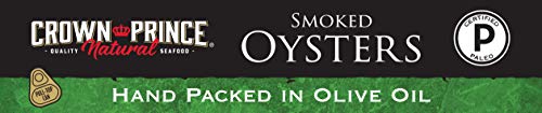 Crown Prince Natural Smoked Oysters in Pure Olive Oil, 3-Ounce Cans (Pack of 18)