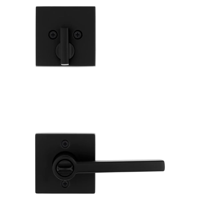 Kwikset 991 Halifax Keyed Entry Lever and Single Cylinder Deadbolt Combo Pack Featuring SmartKey and Microban in Matte Black