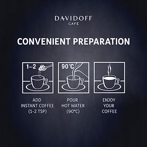 DAVIDOFF Crema Intense Instant Coffee - Smooth and Rounded - Full-body. Delicate Aroma and Elegant Acidity - 100% Arabica Beans - 9/12 Intensity. 10/12 Roasting. 4/12 Acidity - 2 x 3.17 oz