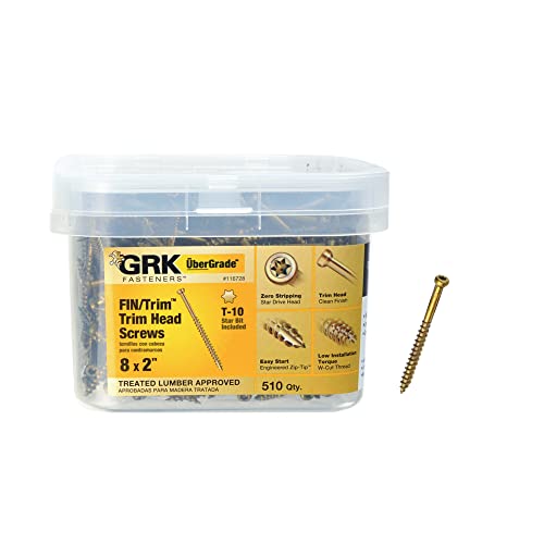 GRK Fasteners 116728 FIN/Trim #8 x 2 Screws 510CT, Gold