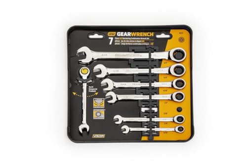 GEARWRENCH 7 Pc. 12 Point Ratcheting Combination SAE Wrench Set - 9317