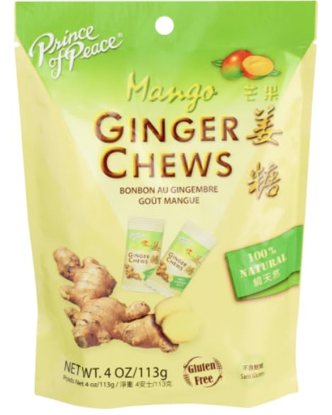 Variety Pack of Prince of Peace Ginger Chews, 4 oz each, Featuring Three Flavors: Lemon, Mango, and Blood Orange - 100% Natural, Gluten Free