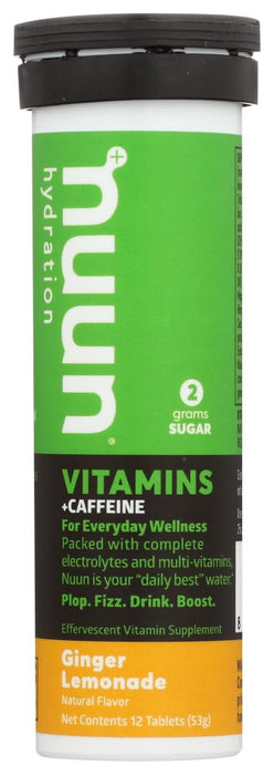 Nuun Vitamins + Caffeine: Ginger Lemonade Daily Supplement (3 Tubes of 12 Tabs)3