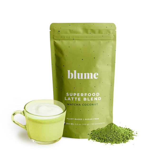 Blume Superfoods Latte Organic Matcha Green Tea Powder with Coconut, L-Theanine and Natural Caffeine for Energy & Focus - Matcha from Shizuoka Japan - 30 Servings