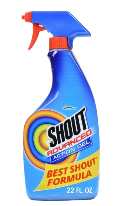 Shout Advanced Acting Gel Laundry Stain Remover, 22 Ounce bottle bundled with Advanced Ultra Concentrated Gel Brush, 8.7 Ounce AND brush for easier stain removal + LuxProdX Sticker