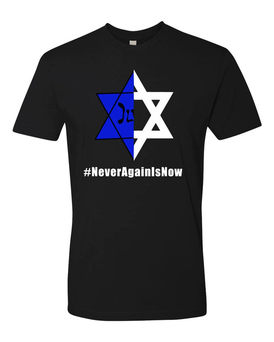 Never Again is Now Jewish Israel Pride Am Yisrael Chai T-Shirt #neveragainisnow Support IDF Blue Star (US, Alpha, Large, Regular, Regular, Black)