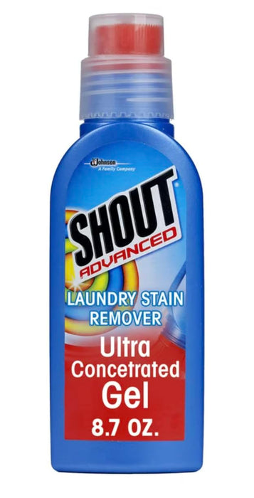 Shout Advanced Acting Gel Laundry Stain Remover, 22 Ounce bottle bundled with Advanced Ultra Concentrated Gel Brush, 8.7 Ounce AND brush for easier stain removal + LuxProdX Sticker