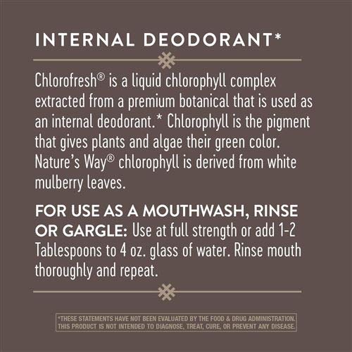 Nature's Way Chlorofresh Liquid Chlorophyll Internal Deodorant 16 Fluid Ounces, Mint Flavor, Pack of 2