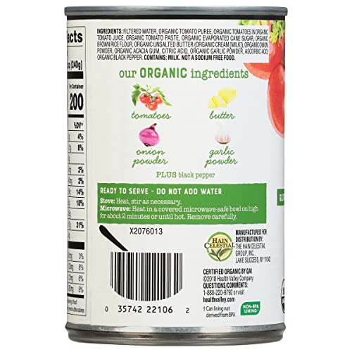 Health Valley Organic Soup, No Salt Added, Tomato, 15 Oz (Pack of 12)