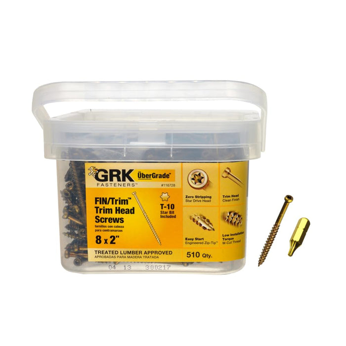 GRK Fasteners 116728 FIN/Trim #8 x 2 Screws 510CT, Gold