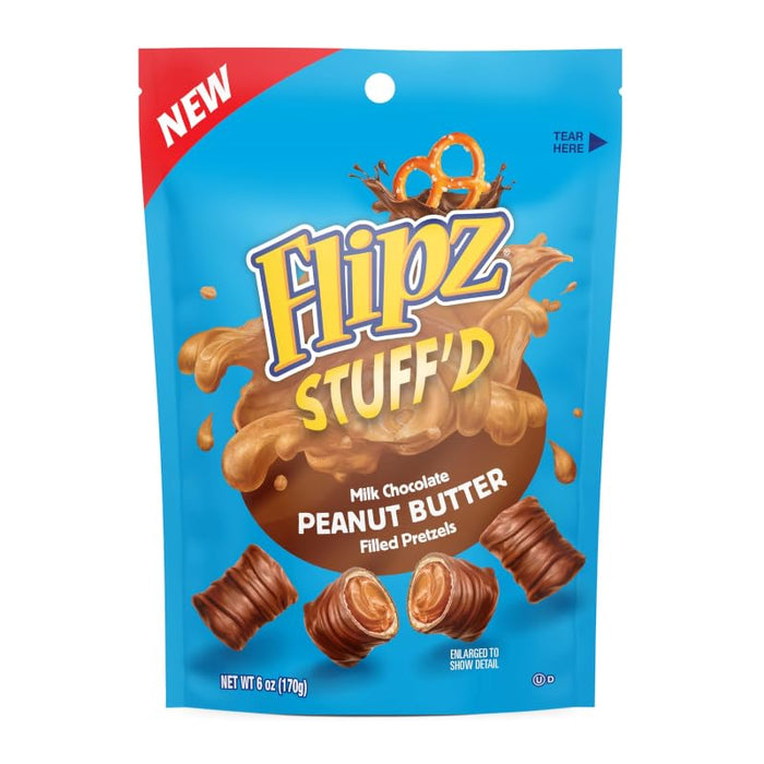 Flipz Stuff'D, Milk Chocolate Peanut Butter Filled Pretzels, 3.5 Ounce Bag