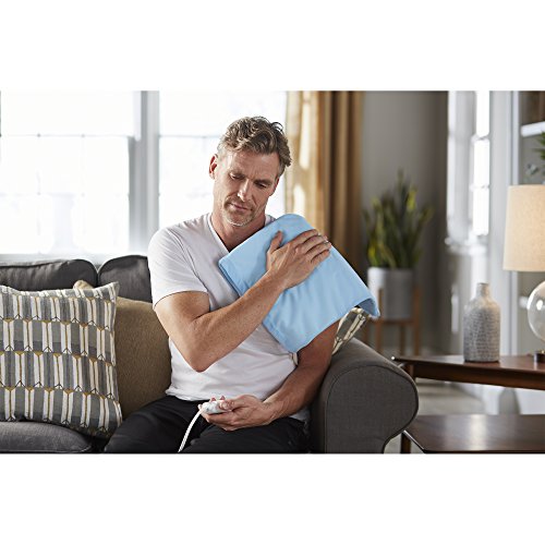 Sunbeam Heating Pad for Pain Relief | Standard Size Ultra Heat, 3 Heat Settings | Light Blue, 12 Inch x 15 Inch