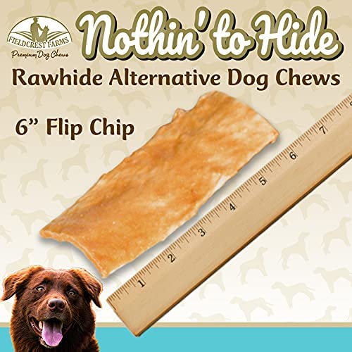 Fieldcrest Farms Nothin to Hide Flip Chips Dog Chews - Natural Rawhide Alternative Treats for Dogs, Chicken, Beef or Peanut Butter Flavor Snack for All Breed Dogs - 3 Pack (Beef)