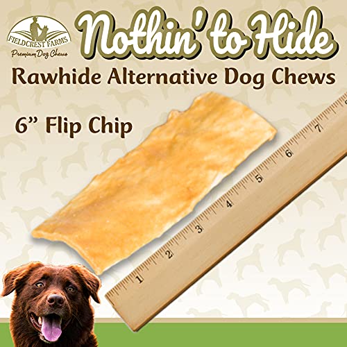 Fieldcrest Farms Nothin to Hide Flip Chips Dog Chews - All Natural Rawhide Alternative Treats for Dogs, Chicken, Beef or Peanut Butter Flavor Snack for All Breed Dogs - 3 Pack (Chicken)