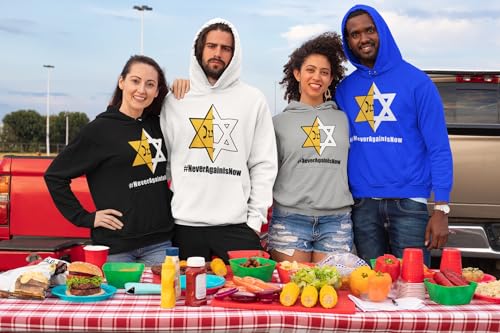 LuxProdX Never Again is Now Jewish Israel Pride Am Yisrael Chai Sweatshirt/Hoodie #neveragainisnow Support IDF (US, Alpha, XX-Large, Regular, Regular, BLUE)