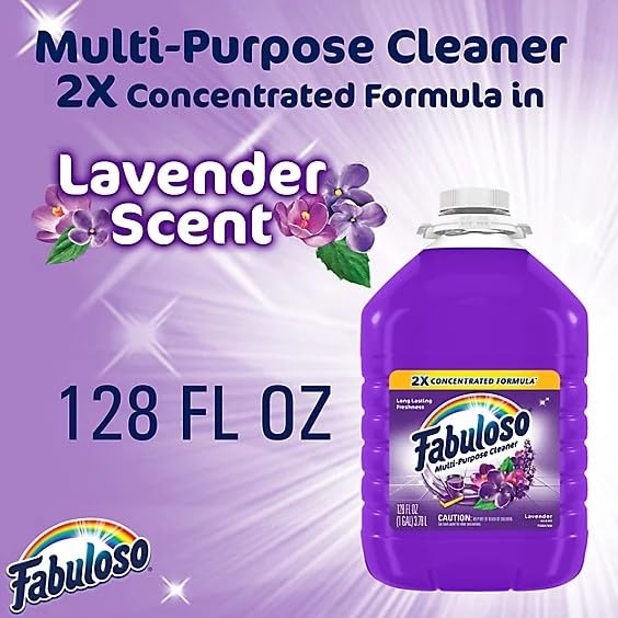 Fabuloso Makes 64 Gallons Lavender Purple Liquid Multi-Purpose Professional Household Non Toxic Fabolous Hardwood Floor Cleaner Refill + 4 UBEN Microfiber 12 X 12 Cleaning Cloths - Colors May Vary