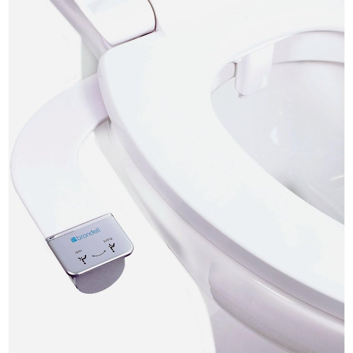 Brondell SS-250 SimpleSpa Thinline Essential Bidet Attachment for Toilet Seats with Adjustable Water Pressure, Side Arm Control, Thin Profile, Silver Knob (Dual Nozzle)