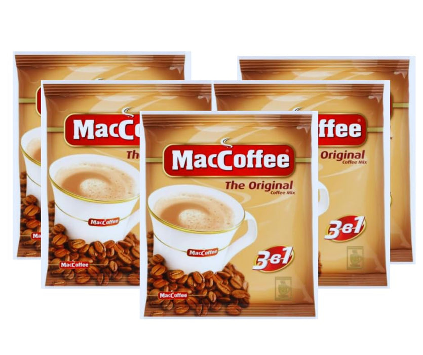 MacCoffee 3 in 1 Original Instant Coffee Packets – 20g (0.7 oz) Single Serve – Instant Coffee with Milk & Sugar – Perfect Anytime, Anywhere! (5ct, Original)