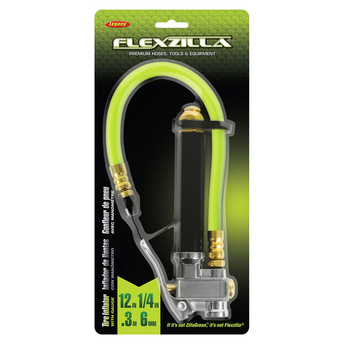 Flexzilla Premium Straight-On Tapered Chuck Inflator with 12 in. Hose (20-170 PSI) - AL2000FZ, ZillaGreen