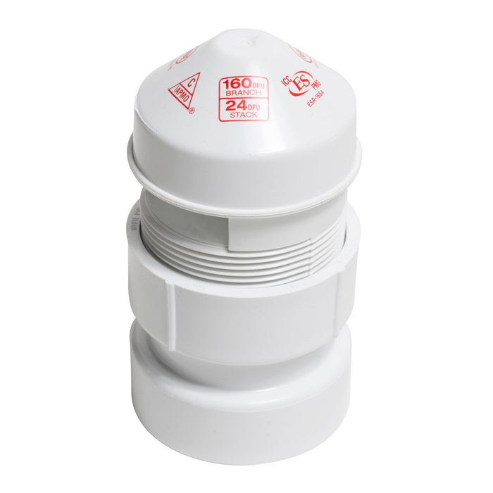 Oatey, 1.5-2", White 39016 Air Admittance Valve with Straight PVC Schedule 40 Adapter Sure-Vent 1.5 in x 2 in. 160 Branch, 24 Stack DFU Capacity