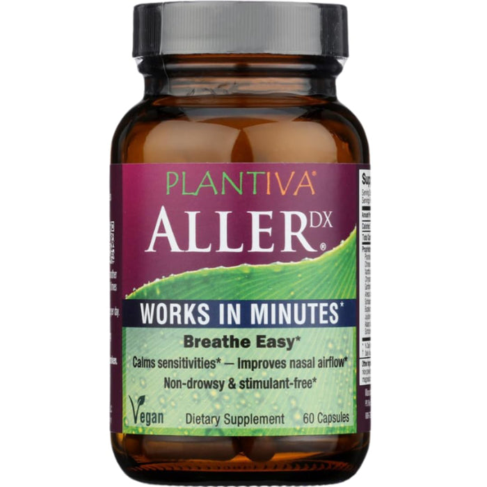 Plantiva AllerDx Natural Herbal Seasonal Support Supplement - Non-Drowsy, Stimulant Free, Fast-Acting Respiratory Support - 60 Capsules