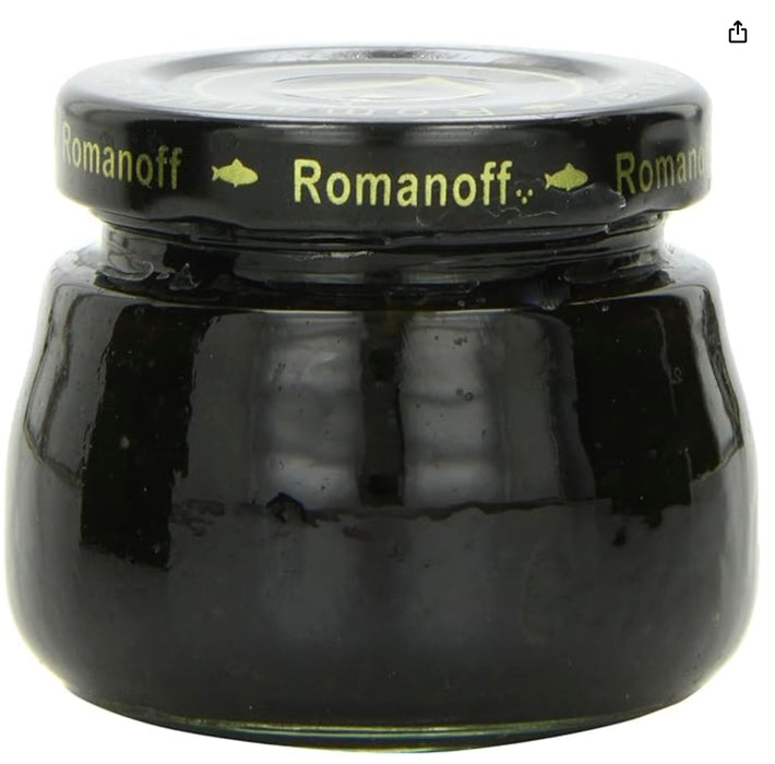 Romanoff Caviar Black Lumpfish, 2 oz (2 PACK) AND Mother of Pearl Caviar Spoon + LuxProdx Sticker