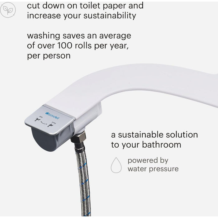 Brondell SS-250 SimpleSpa Thinline Essential Bidet Attachment for Toilet Seats with Adjustable Water Pressure, Side Arm Control, Thin Profile, Silver Knob (Dual Nozzle)