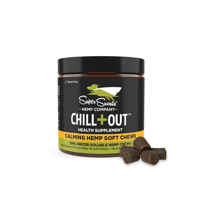 Super Snouts Chill + Out– 30 Soft Chews – Calming Chews for Dogs and Cats Help Maintain Your Pet’s Emotional Balance – Made in The USA