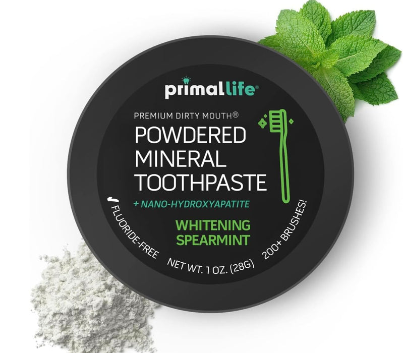 Primal: Life! Organics - Dirty Mouth Gum Serum, Natural Essential Oils, Promotes Good Breath and Dirty Mouth Toothpowder, Charcoal Tooth Cleaning Powder Black Spearmint 1oz +LuxProdX Sticker