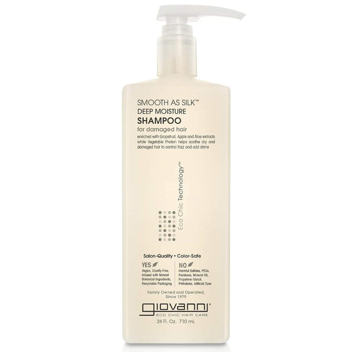 GIOVANNI Smooth as Silk Deep Moisture Shampoo - Moisturizing Shampoo for Women & Men, Cleansing and Clarifying for Soft, Smooth Hair, Salon Quality, Sulfate Free - 24 Fl Oz (Pack of 1)