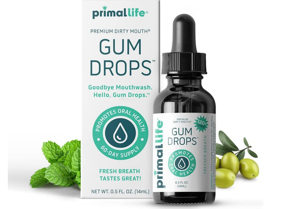 Primal Life Organics - Dirty Mouth Gum Serum, Natural Essential Oils, Promotes Good Breath, Mouthwash, Great On Your Gums, Paleo, Organic, Vegan, Gluten-Free (0.5 fl. oz) 2PACK +LuxProdX Sticker