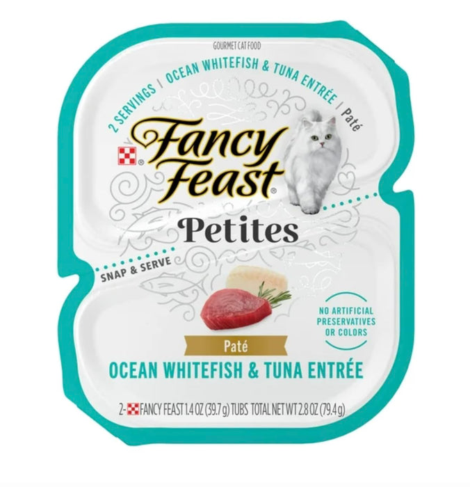 LuxProdX Fancy Feast!!! Gourmet Petites in Gravy Wet Cat Food Variety 6 Flavor Pack / 24 Servings/Chicken, Ocean Whitefish & Tuna and Salmon and 2 CAT Toys Sticker!!!