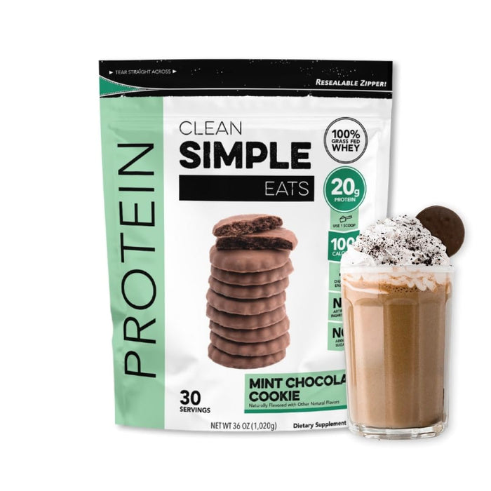 Clean Simple Eats Mint Chocolate Cookie Whey Protein Powder, Natural Sweetened and Cold-Processed Whey Protein Powder, 20 Grams of Protein (30 Servings)