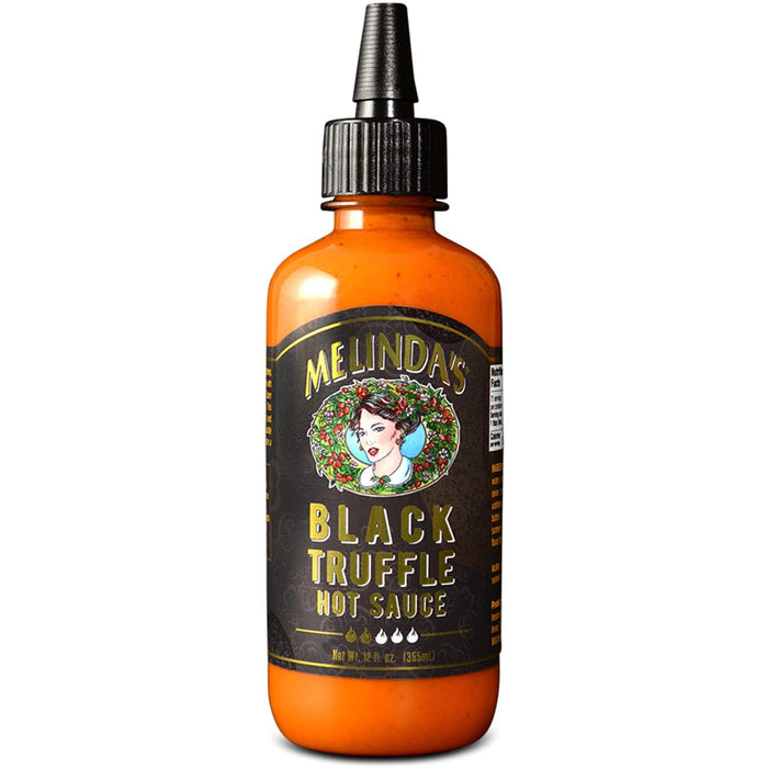 Melinda's Black Truffle Bundle: 24 fl oz Black Truffle Hot Sauce | 2 Pack | & 1-8" Red Babecue Basting Brush