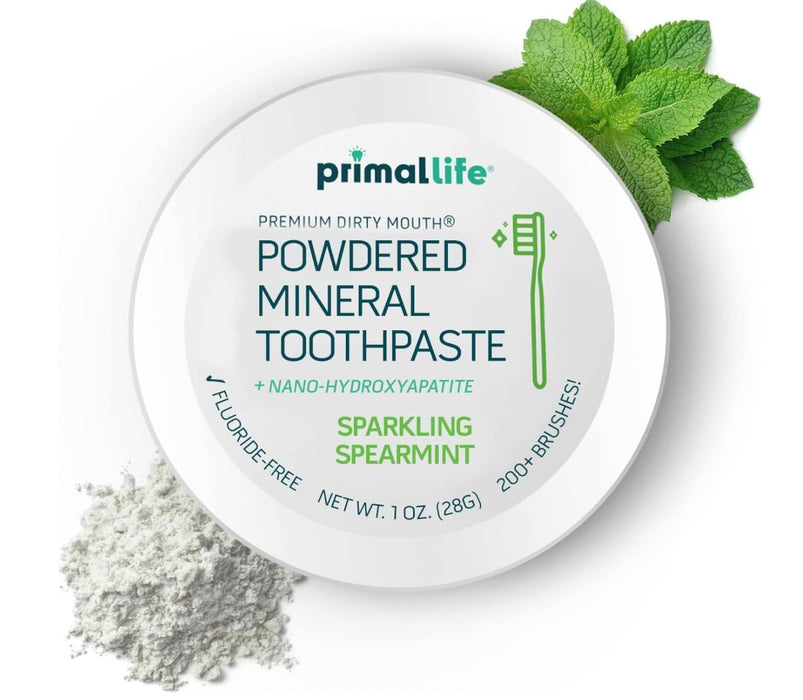 Primal: Life!!! Organics - Dirty Mouth Gum Serum, Natural Essential Oils, Promotes Good Breath, Gentle Mouthwash AND Dirty Mouth Toothpowder, Tooth Cleaning Powder, Spearmint, 1 oz + LuxProdX Sticker