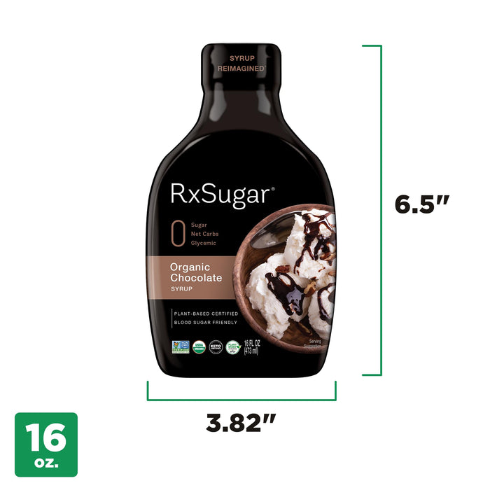 RxSugar Organic Chocolate Syrup 2-Pack | Allulose sweetener | Diabetes-Safe Natural Sugar | Keto Certified | Non-GMO Project Verified | Gluten-Free Certified