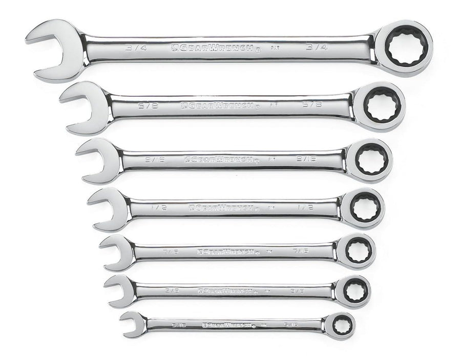 GEARWRENCH 7 Pc. 12 Point Ratcheting Combination SAE Wrench Set - 9317