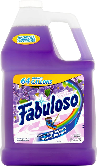 Fabuloso Makes 64 Gallons Lavender Purple Liquid Multi-Purpose Professional Household Non Toxic Fabolous Hardwood Floor Cleaner Refill + 4 UBEN Microfiber 12 X 12 Cleaning Cloths - Colors May Vary