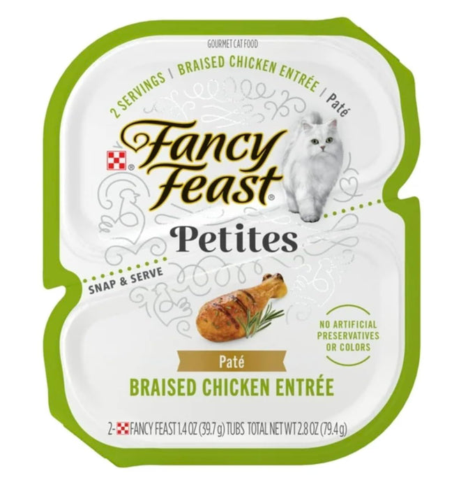 LuxProdX Fancy Feast!!! Gourmet Petites in Gravy Wet Cat Food Variety 6 Flavor Pack / 24 Servings/Chicken, Ocean Whitefish & Tuna and Salmon and 2 CAT Toys Sticker!!!