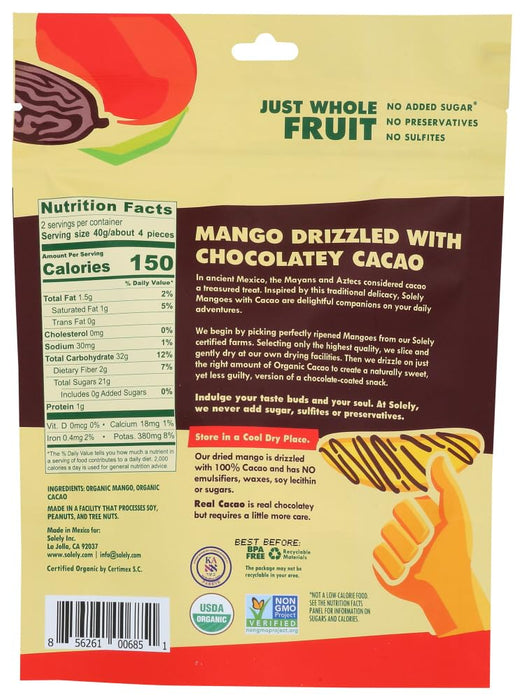 Solely Dried Organic Mango Strips Drizzled with 100% Cacao, 2.8oz - 8 Bags