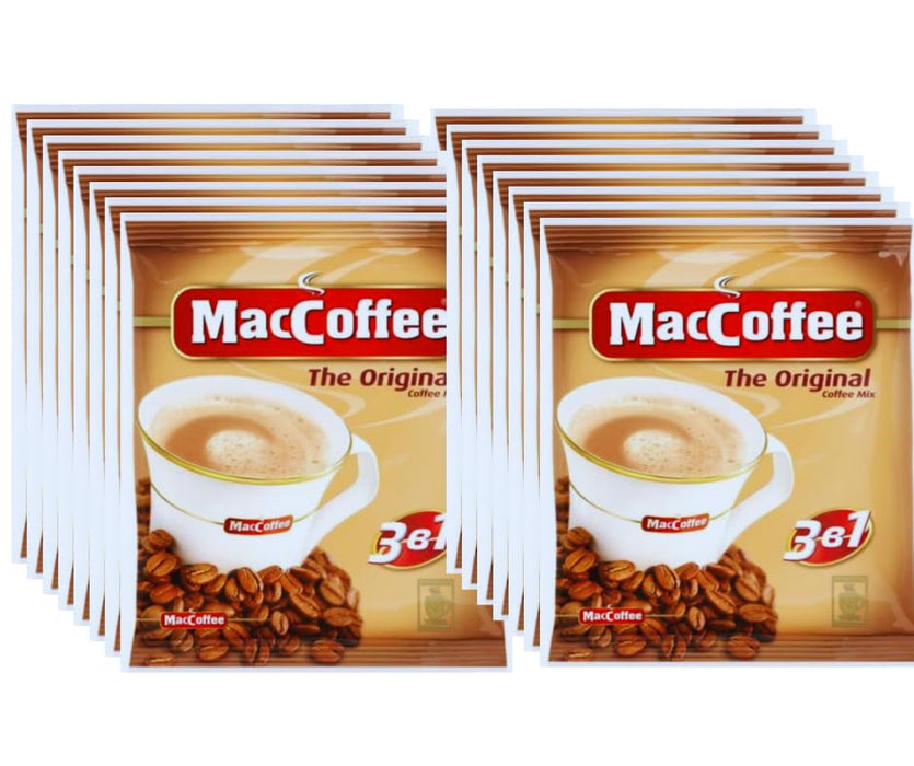 Maccoffee 3 in 1 Original Instant Coffee Packets Pack 20g / 0.7 oz Single Serve Instant Coffee Packets Milk Sugar (50ct, Original)