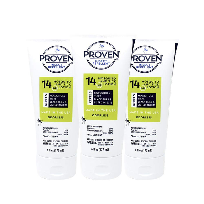 Proven Insect Repellent Lotion – Protects Against Mosquitoes, Ticks and Flies - 6 oz, Odorless 3-Pack3