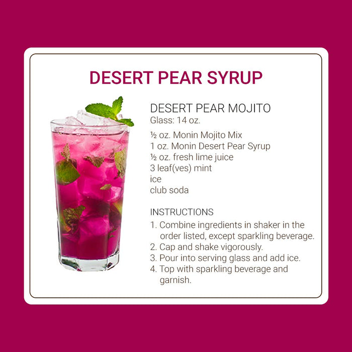 Monin - Desert Pear Syrup, Bold Flavor of Prickly Pear Cactus, Natural Flavors, Great for Iced Teas, Lemonades, Cocktails, Mocktails, and Sodas, Non-GMO, Gluten-Free (1 Liter, 2-Pack)