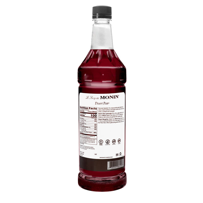 Monin - Desert Pear Syrup, Bold Flavor of Prickly Pear Cactus, Natural Flavors, Great for Iced Teas, Lemonades, Cocktails, Mocktails, and Sodas, Non-GMO, Gluten-Free (1 Liter, 2-Pack)