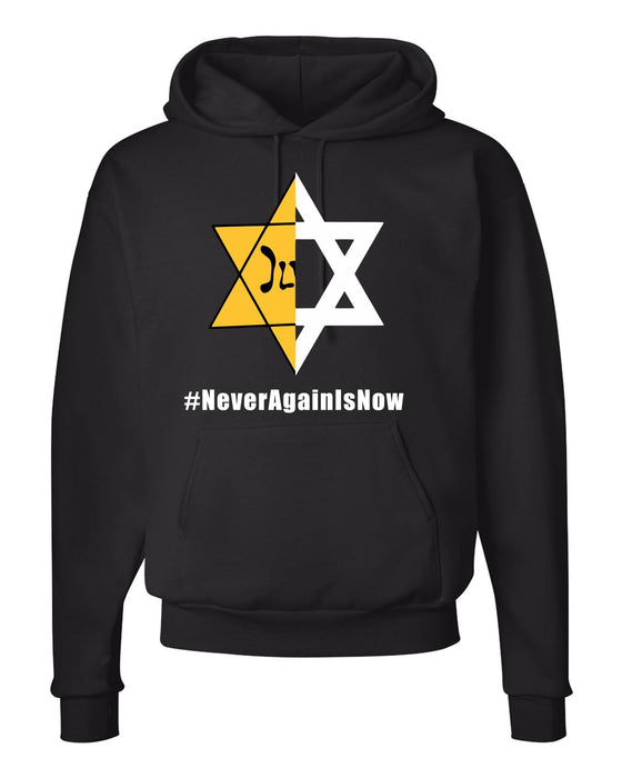 LuxProdX Never Again is Now Jewish Israel Pride Am Yisrael Chai Sweatshirt/Hoodie #neveragainisnow Support IDF (US, Alpha, Large, Regular, Regular, BLACK)