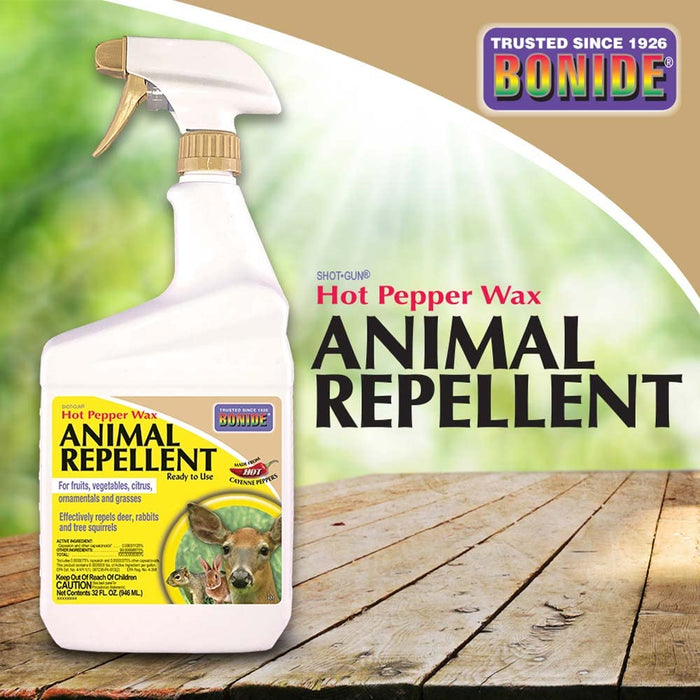 Bonide Hot Pepper Wax Animal Repellent, 32 oz Ready-to-Use Spray for Deer, Squirrels, Rabbits in Lawn & Garden