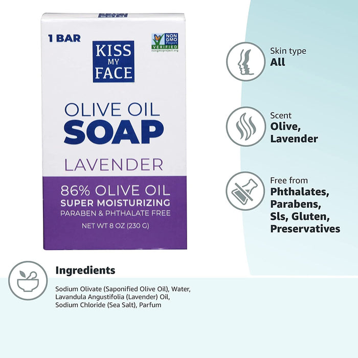 Kiss My Face Olive Oil & Lavender Bar Soap 8 oz