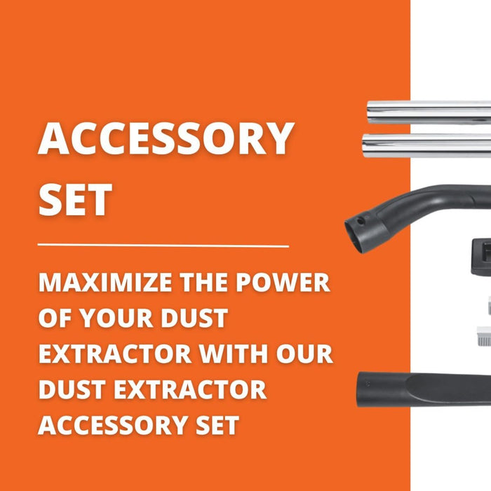 Fein Accessory Set for Efficient Cleaning on Turbo Wet/Dry Dust Extractors - Includes Metal Extension Tubes, Crevice Nozzle, Dusting Brush and Elbow - 31345071020