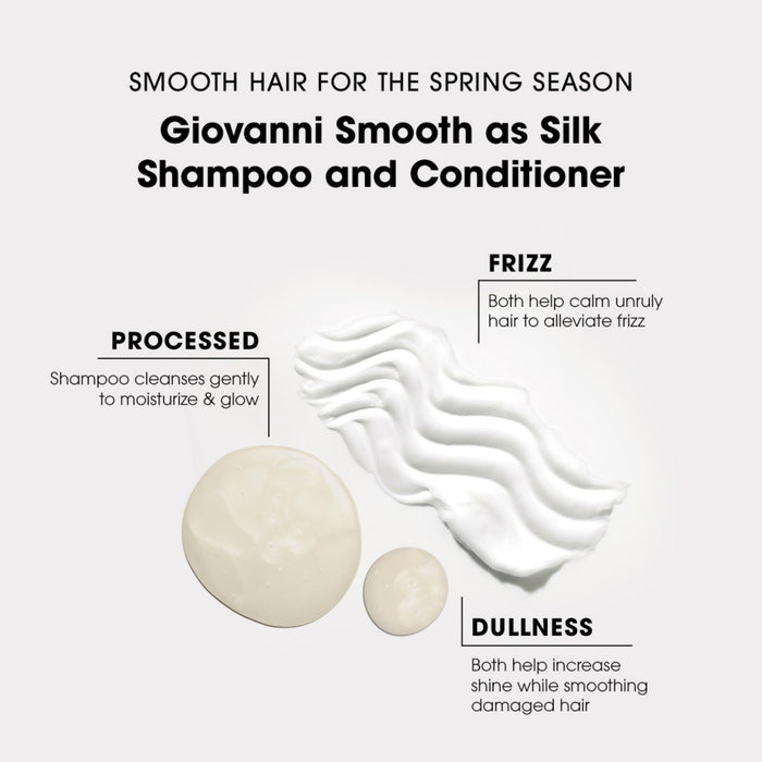 GIOVANNI Smooth as Silk Deep Moisture Shampoo - Moisturizing Shampoo for Women & Men, Cleansing and Clarifying for Soft, Smooth Hair, Salon Quality, Sulfate Free - 24 Fl Oz (Pack of 1)